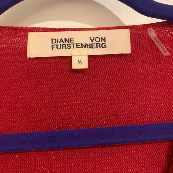 Diane von Furstenberg Wrap Sweater DVF Sparkle Red Size M - Picture 2 of 4